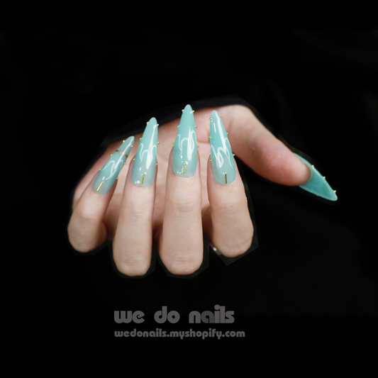 Divine Blue | Modern and Stylish | Medium Stiletto | Custom Press On Nails