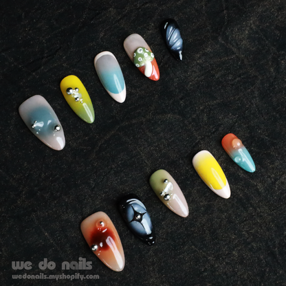 Nettle Forest | Aesthetic and 3D | Medium Almond｜Custom Press On Nails