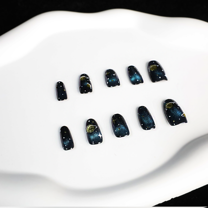 Galaxy Cat Eye Press On Nails