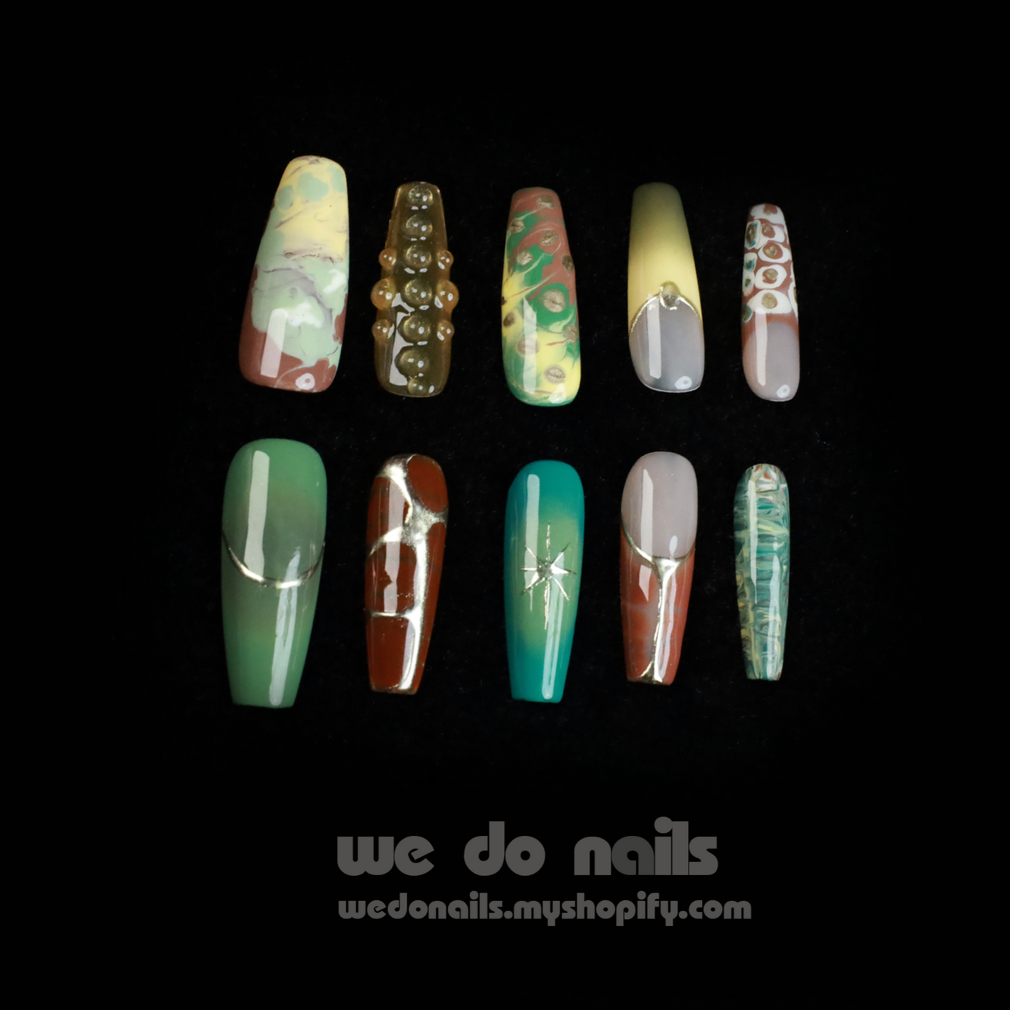 Oil Painting | Stylish and 3D | Medium Trapezoid | Custom Press On Nails