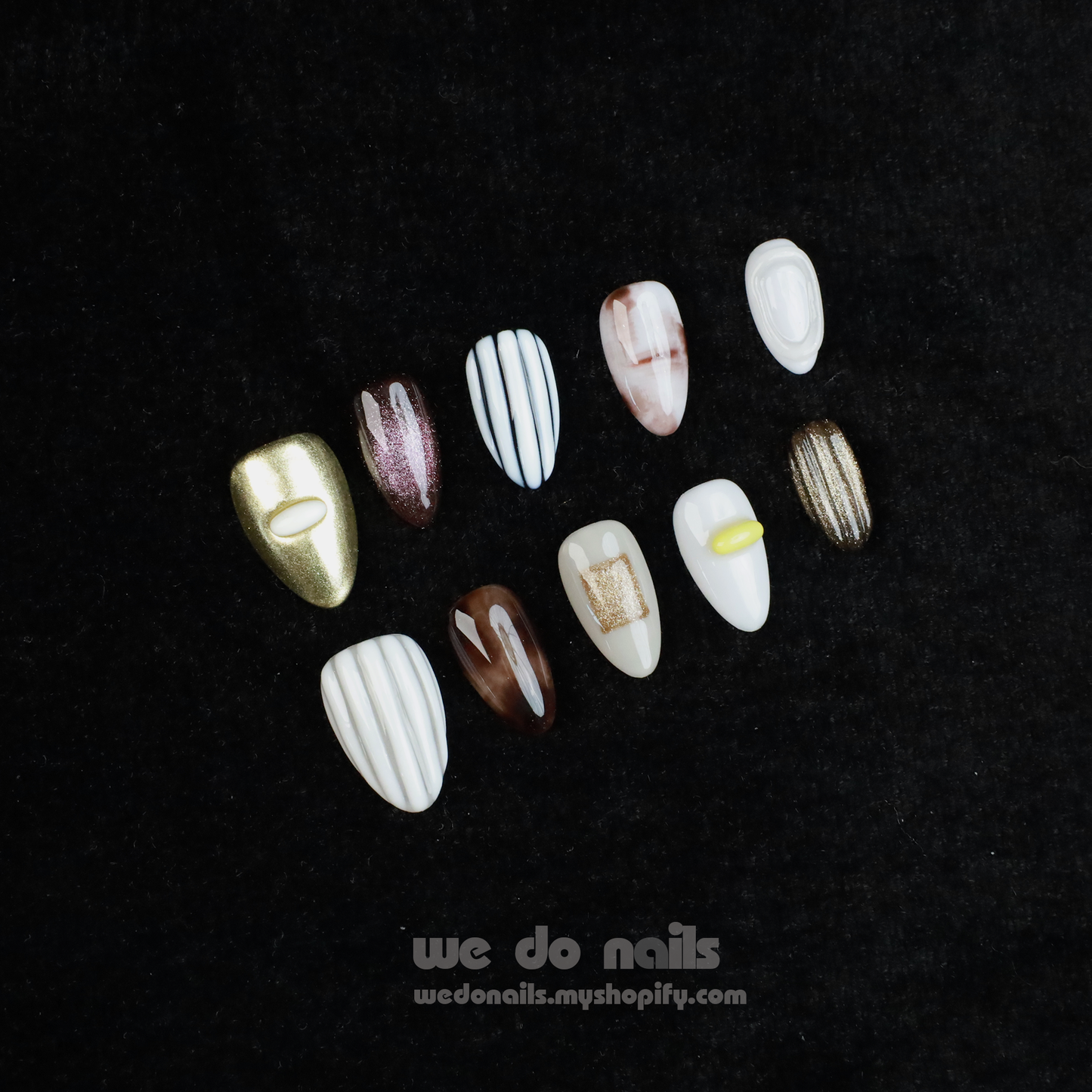 Eclectic Elegance |  Special, Playful and 3D | Short Almond | Custom Press On Nails