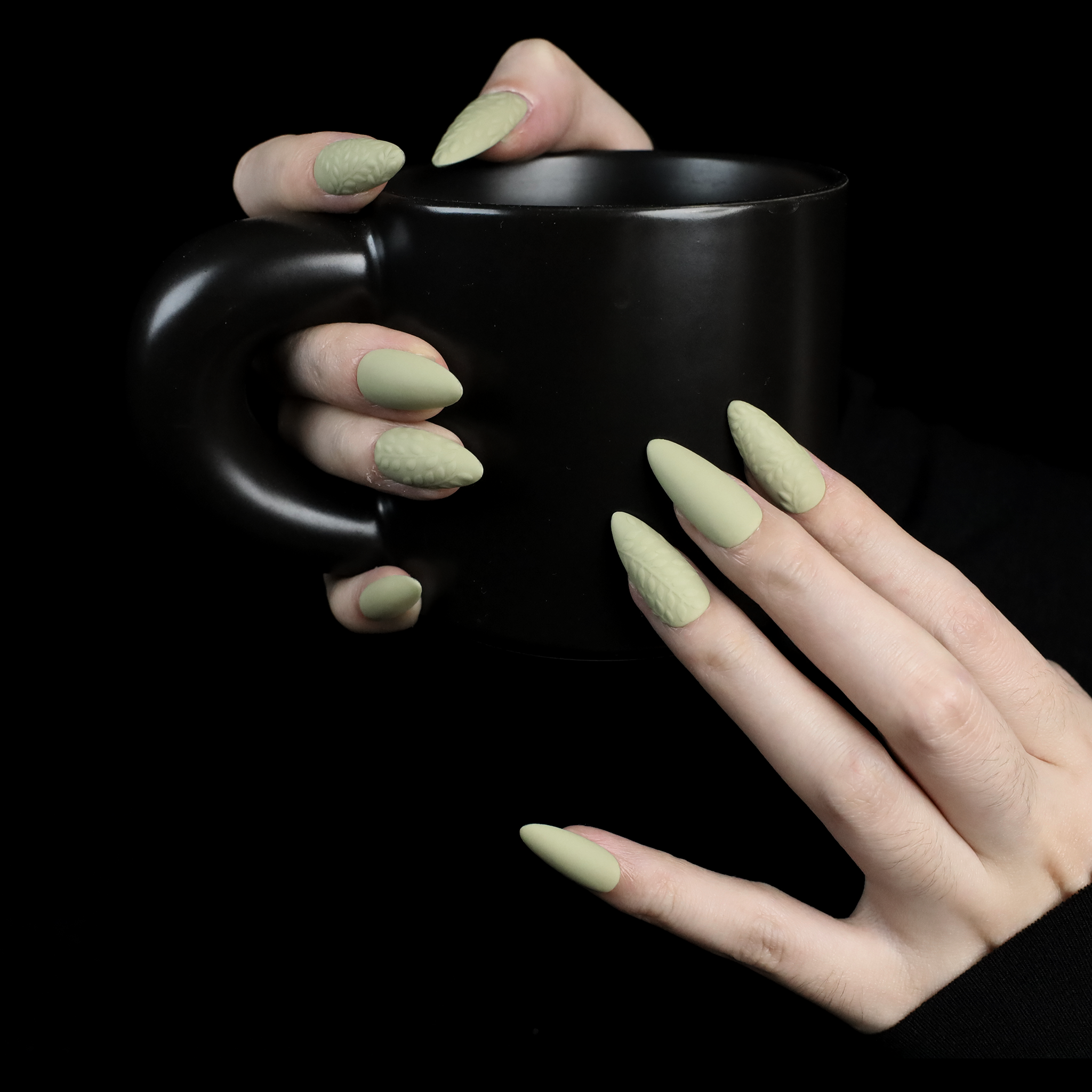 Earthy Olive Green Press-On Nails with Matte Finish and Natural Style, Fresh Handcrafted Medium Almond Nails, Minimalist Fake Nails