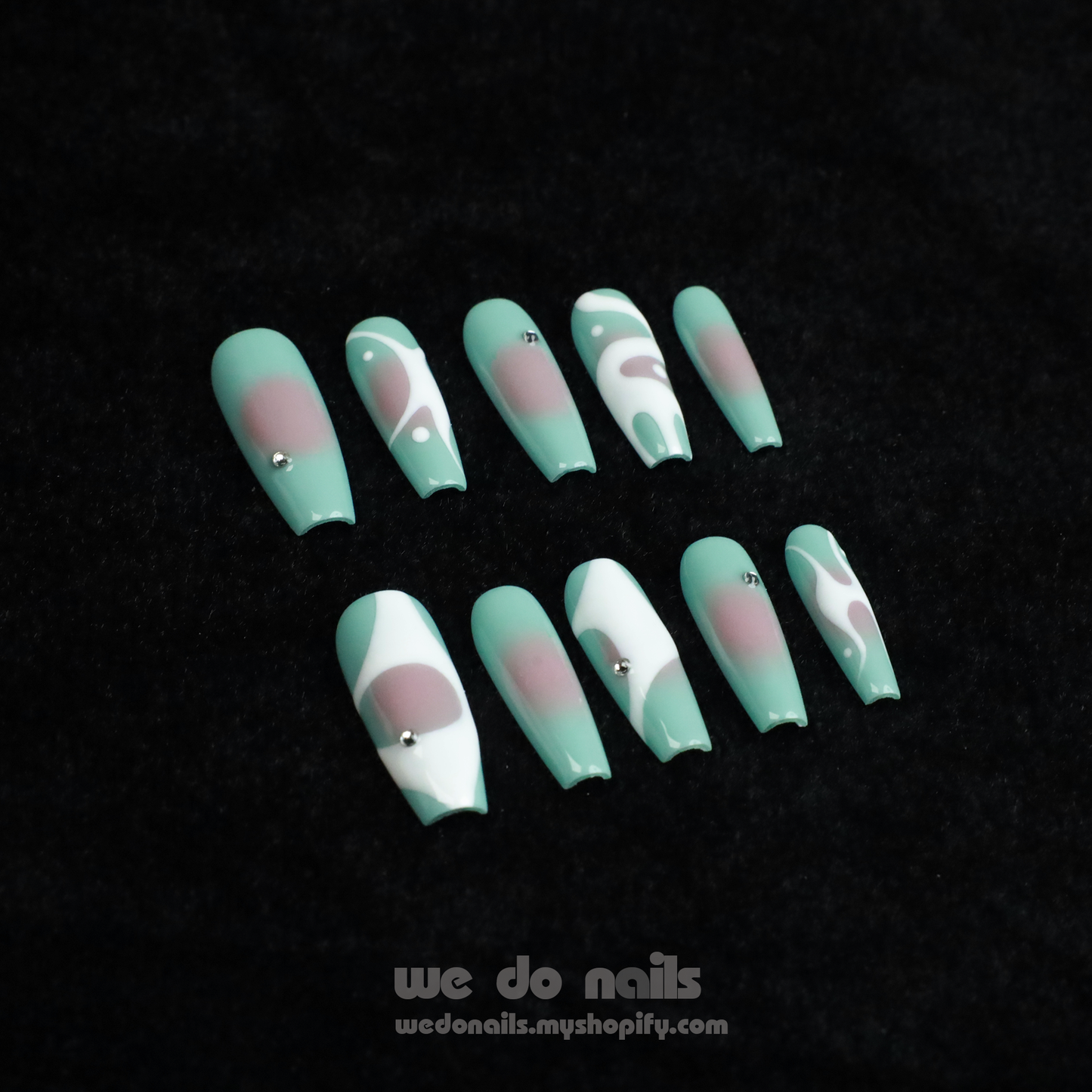 Spilled Milk | Stylish and Creative | Medium Trapezoid | Custom Press On Nails