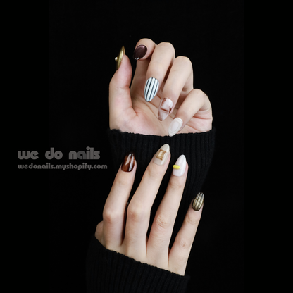 Eclectic Elegance |  Special, Playful and 3D | Short Almond | Custom Press On Nails