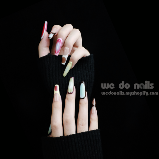 Ms.Circles | Abstract and Colourful | Medium Trapezoid | Custom Press On Nails