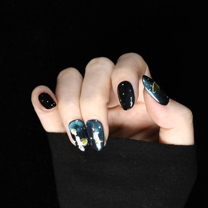 Galaxy Cat Eye Press On Nails