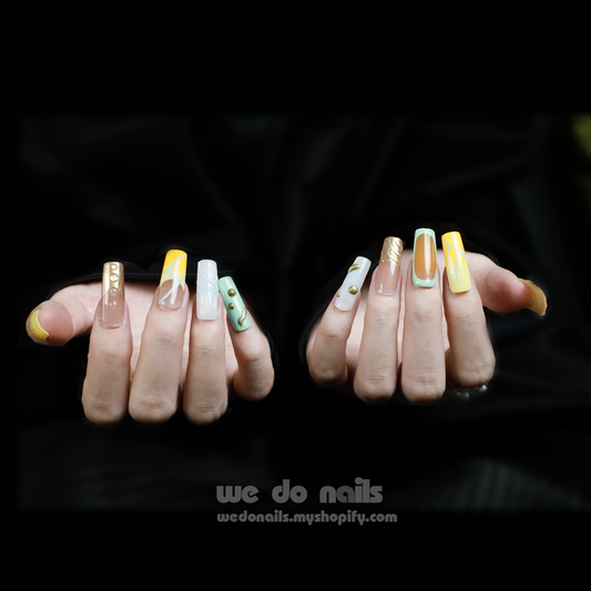 Earth In Motion | Abstract and 3D | Short Square | Custom Press On Nails