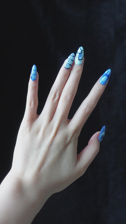 Azure Waves Press-On Nails